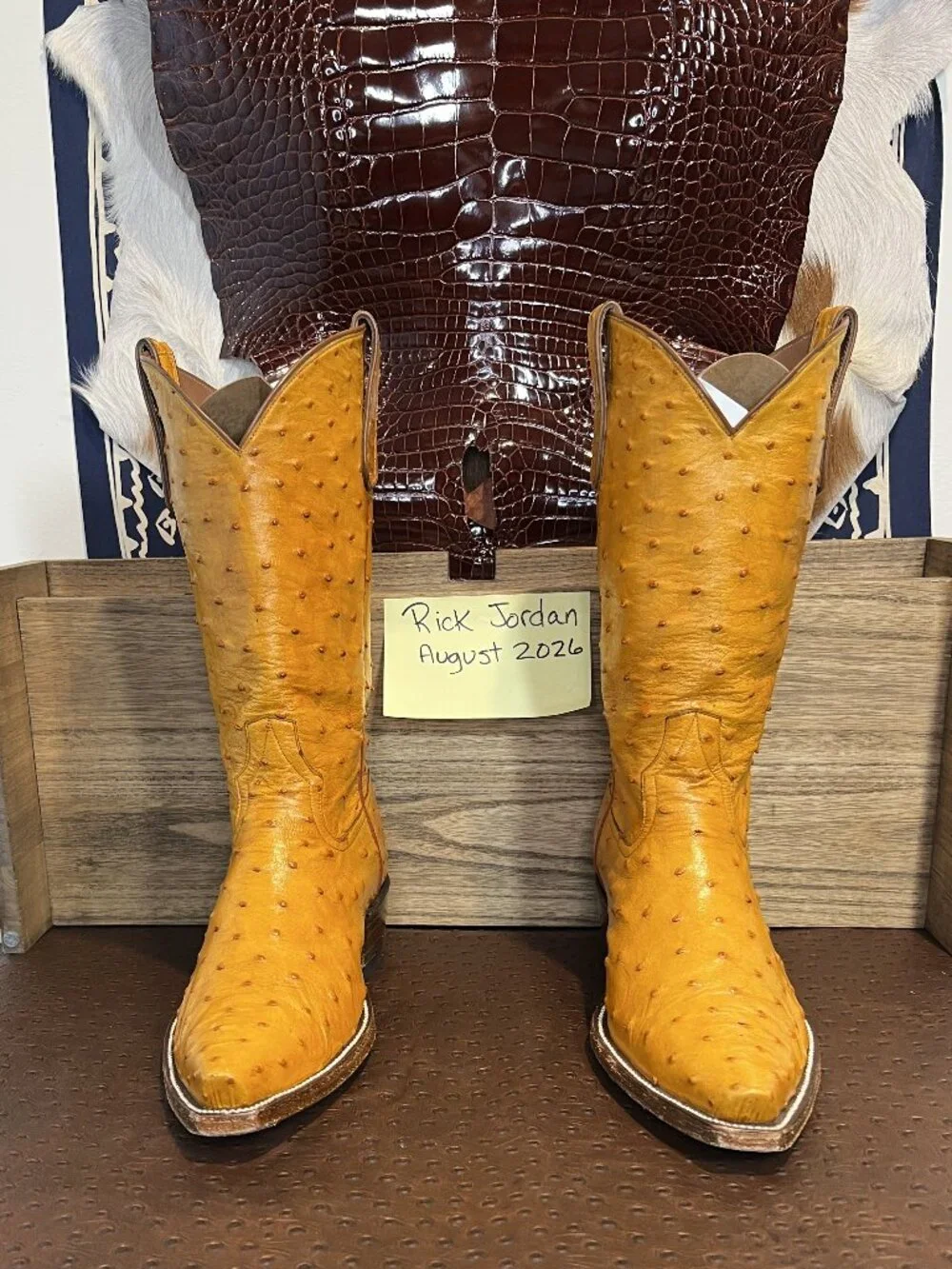 Full Custom Butter Scotch Full Quill Ostrich Cowboy Boots in Men's Size 11D